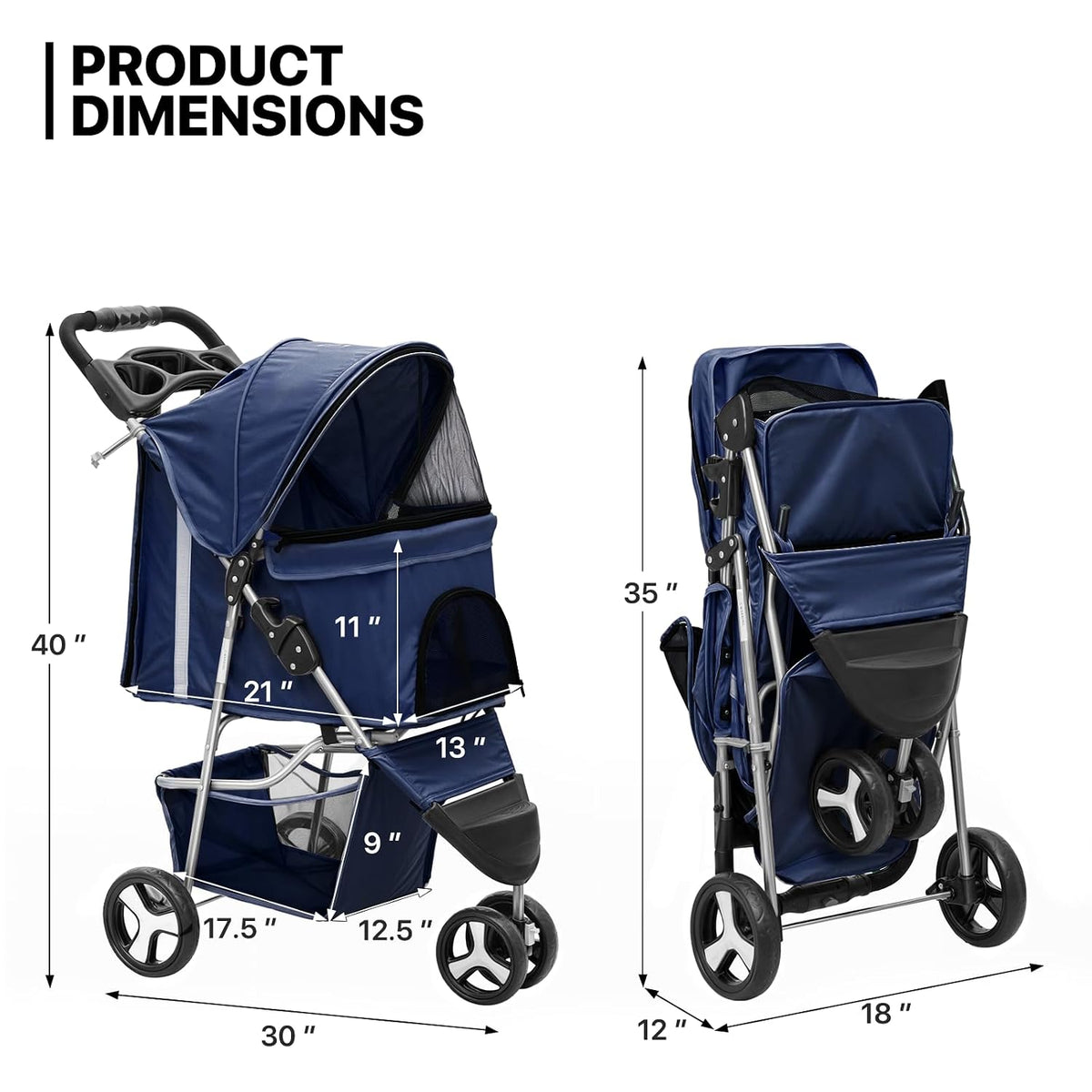 monibloom pet stroller for small/medium dogs and cats shown in use