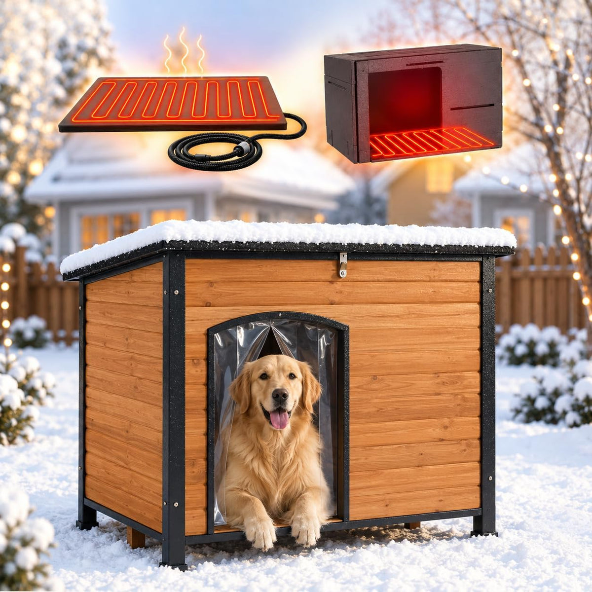 gutinneen large outdoor insulated&heated dog house weatherproof dog, main product view