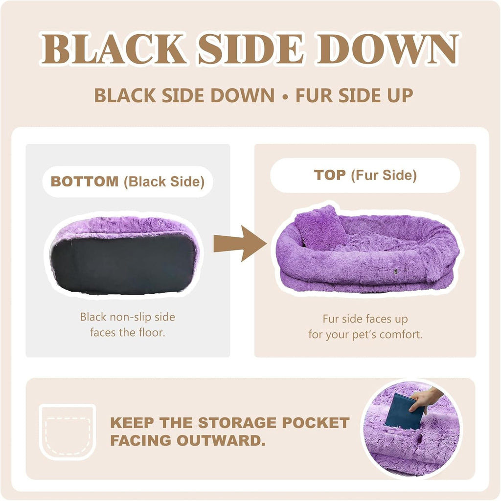 human dog bed, 71''x45''x12'' size fits you and, side view
