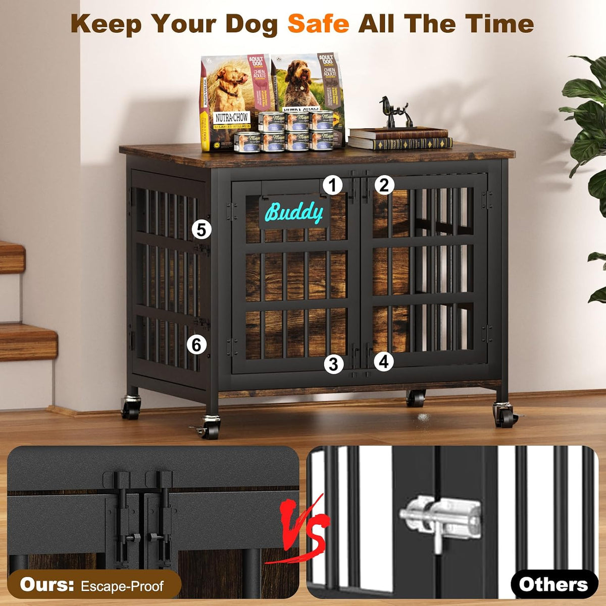 easycom 32 in heavy duty dog crate furniture, package contents