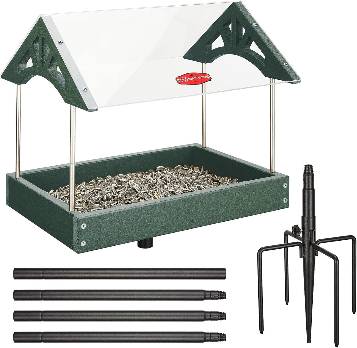 kingsyard large freestanding platform bird feeder for outside, main product view