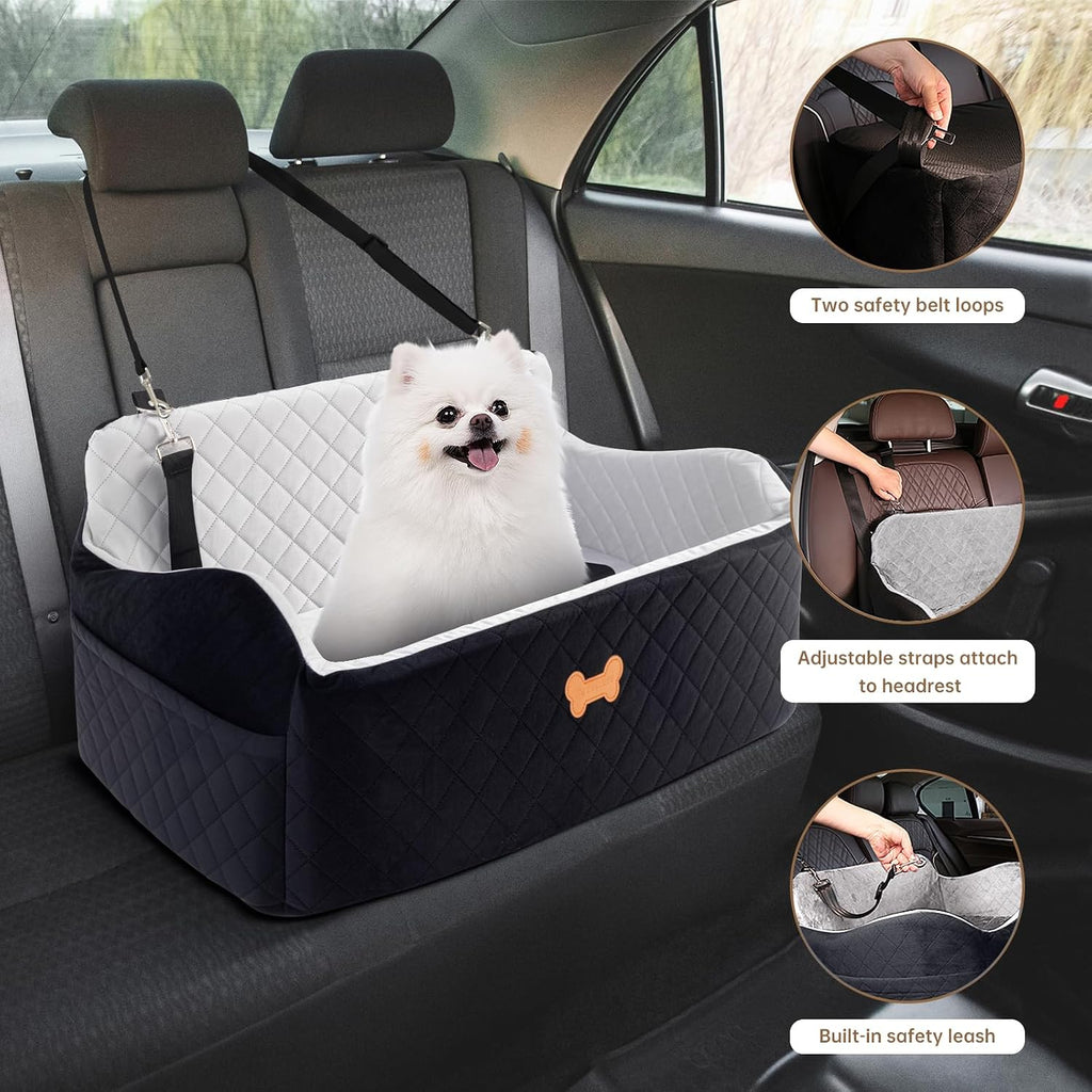 car seat for large size dog, booster seat on a desk or shelf