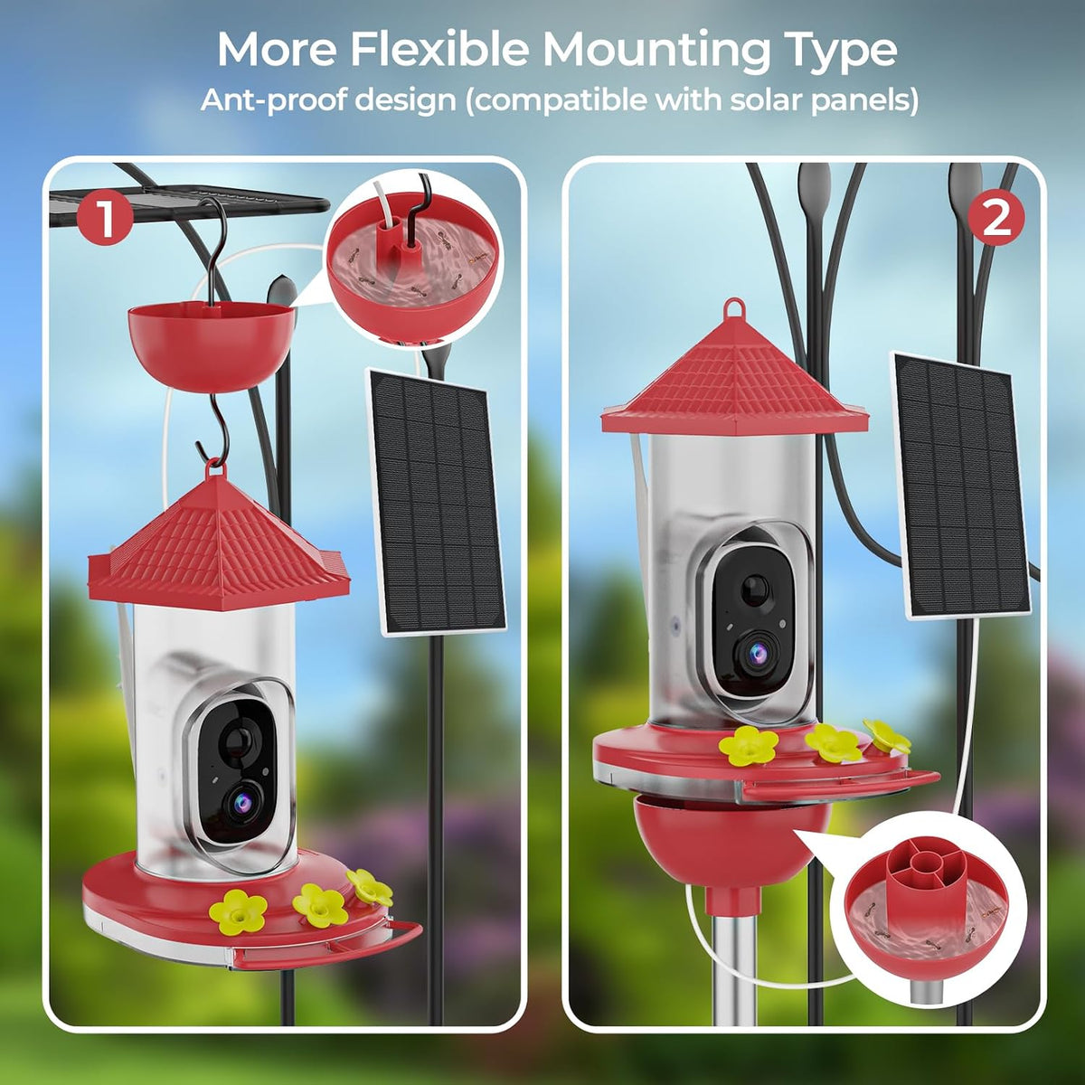 smart hummingbird feeder with camera, wireless bird feeders, close-up detail