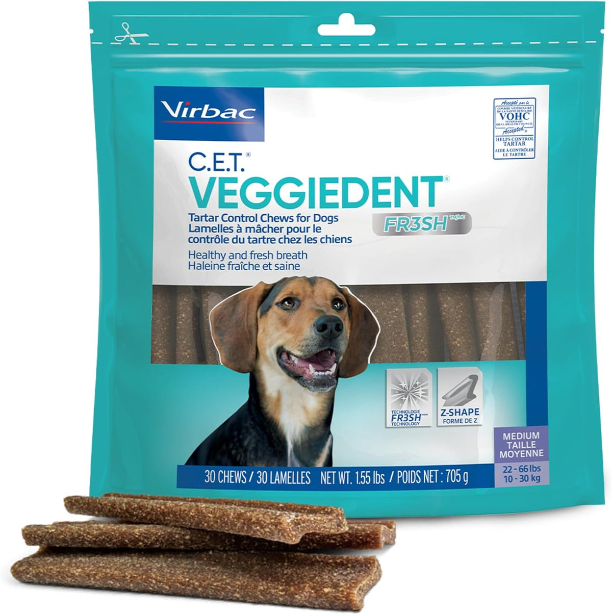 c.e.t. veggiedent fr3sh plaque and tartar control chews, main product view