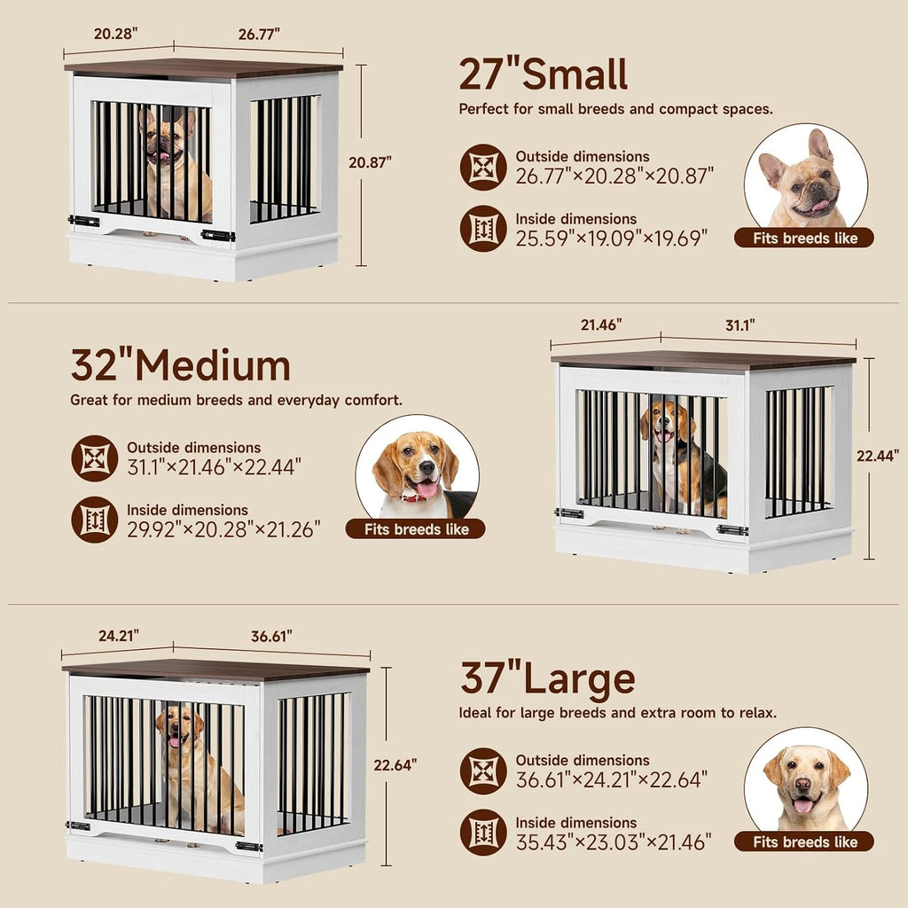onbrill 27 inch flip-up door dog crate furniture, front angle view