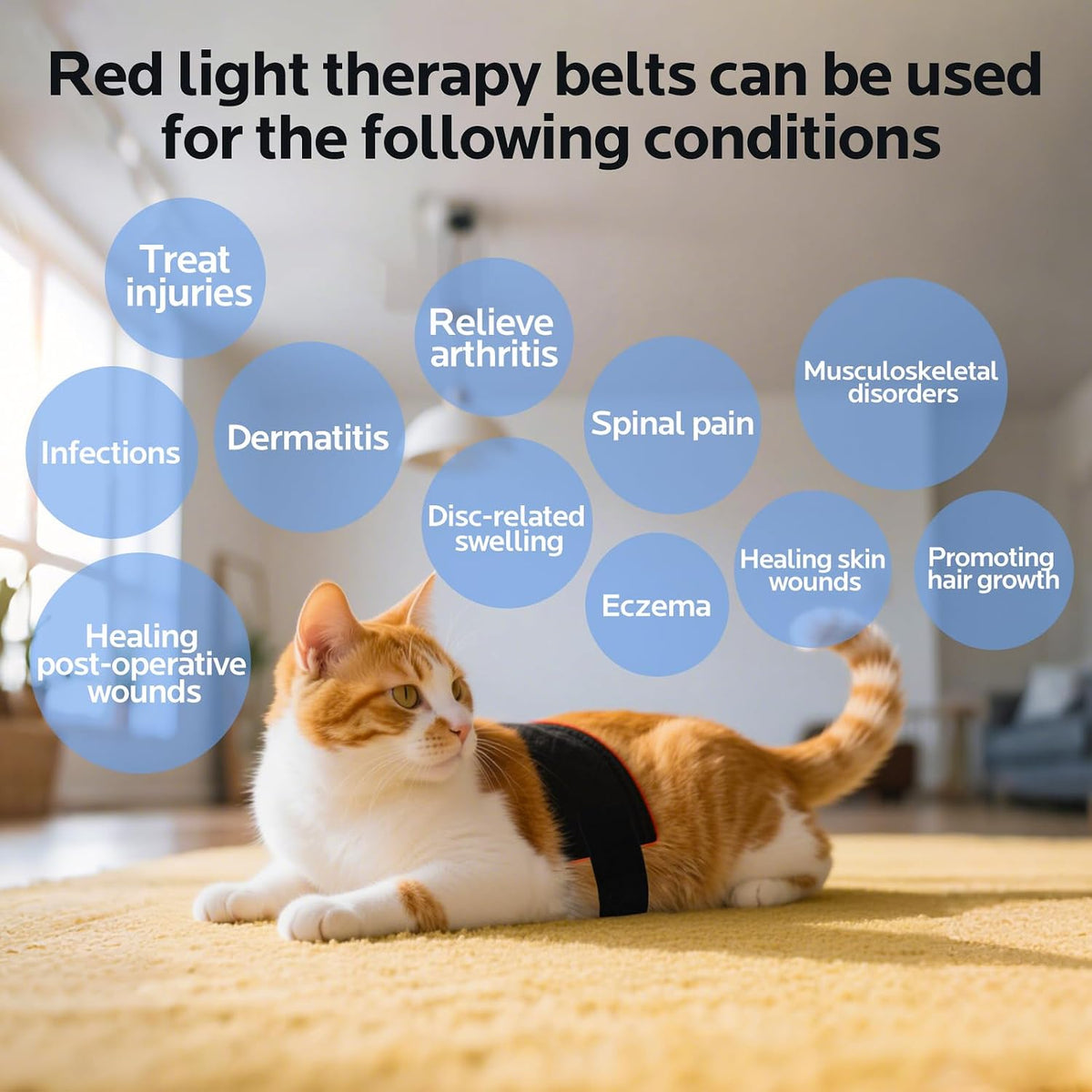 red light therapy belt for dogs and pets, side view
