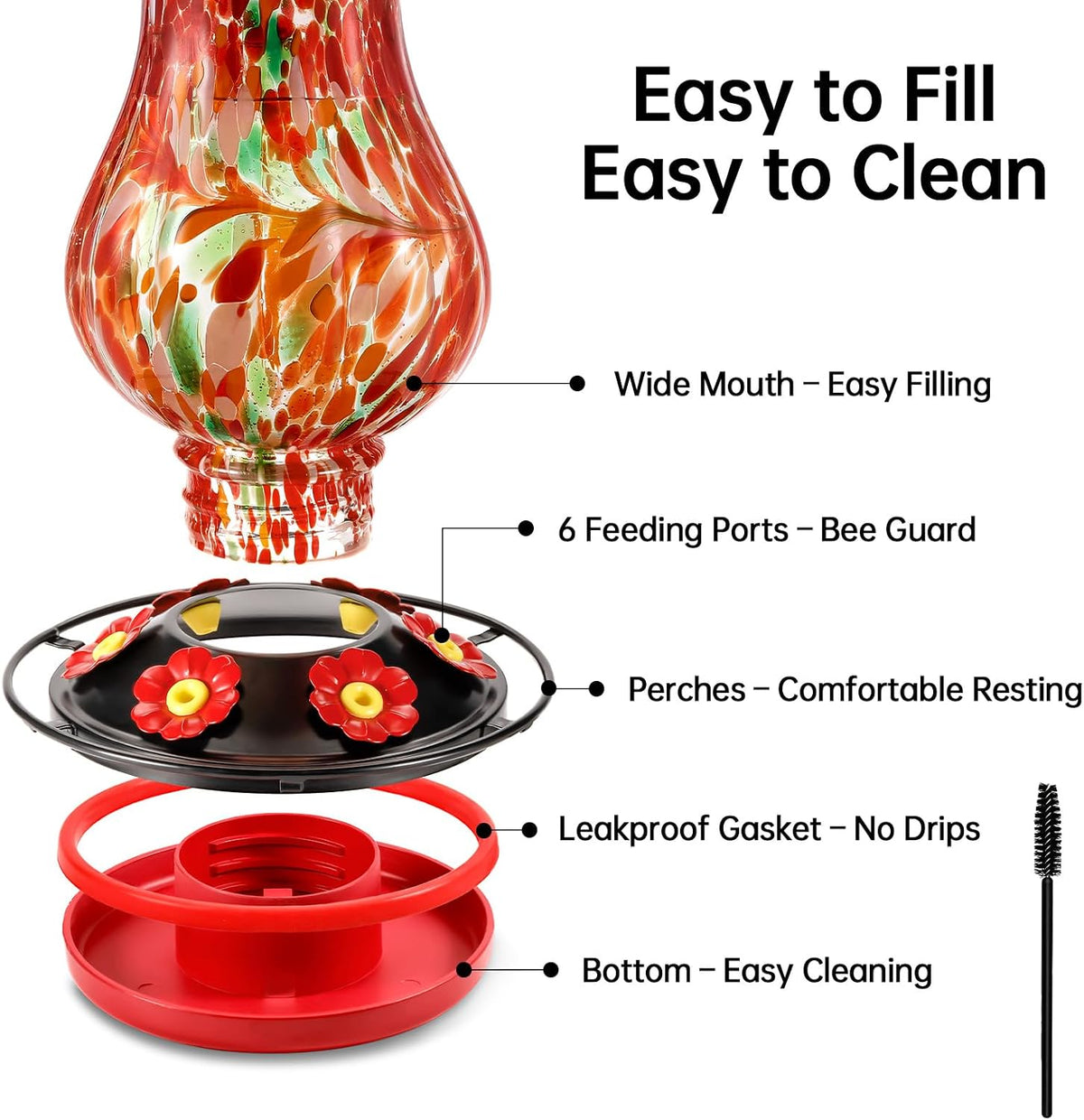 desgully solar hummingbird feeder for outdoor - 25, close-up detail