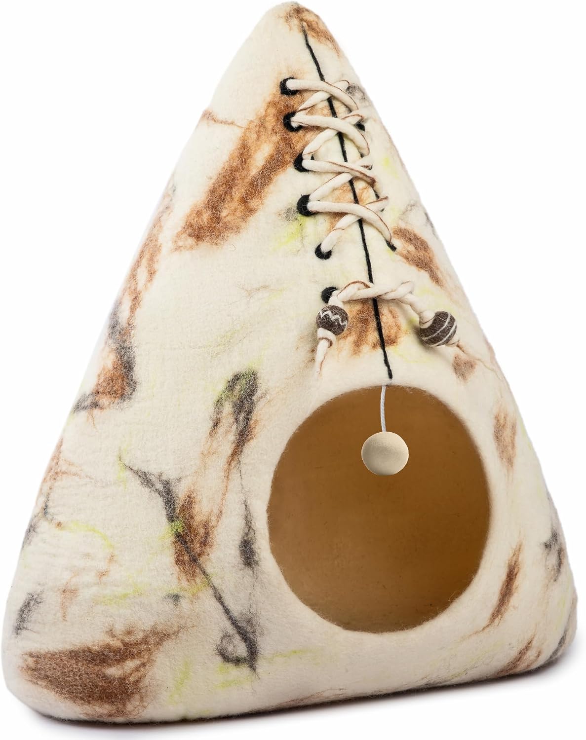 luxurious merino wool cat cave - foldable hideaway showing dimensions