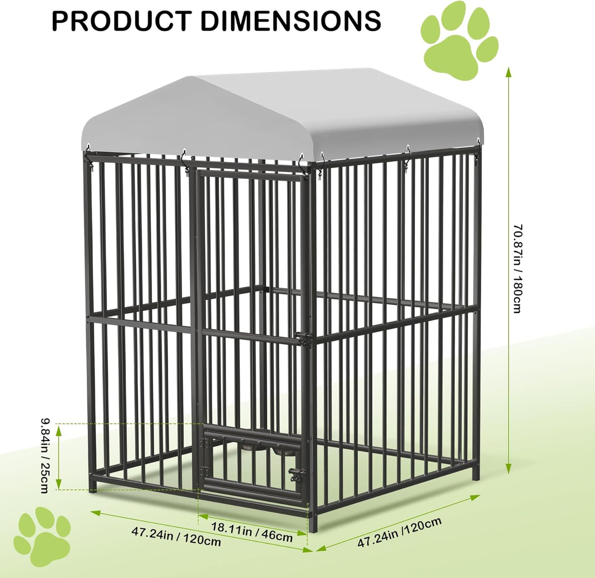 4x4x6ft large outdoor dog kennel, metal dog cage shown in use