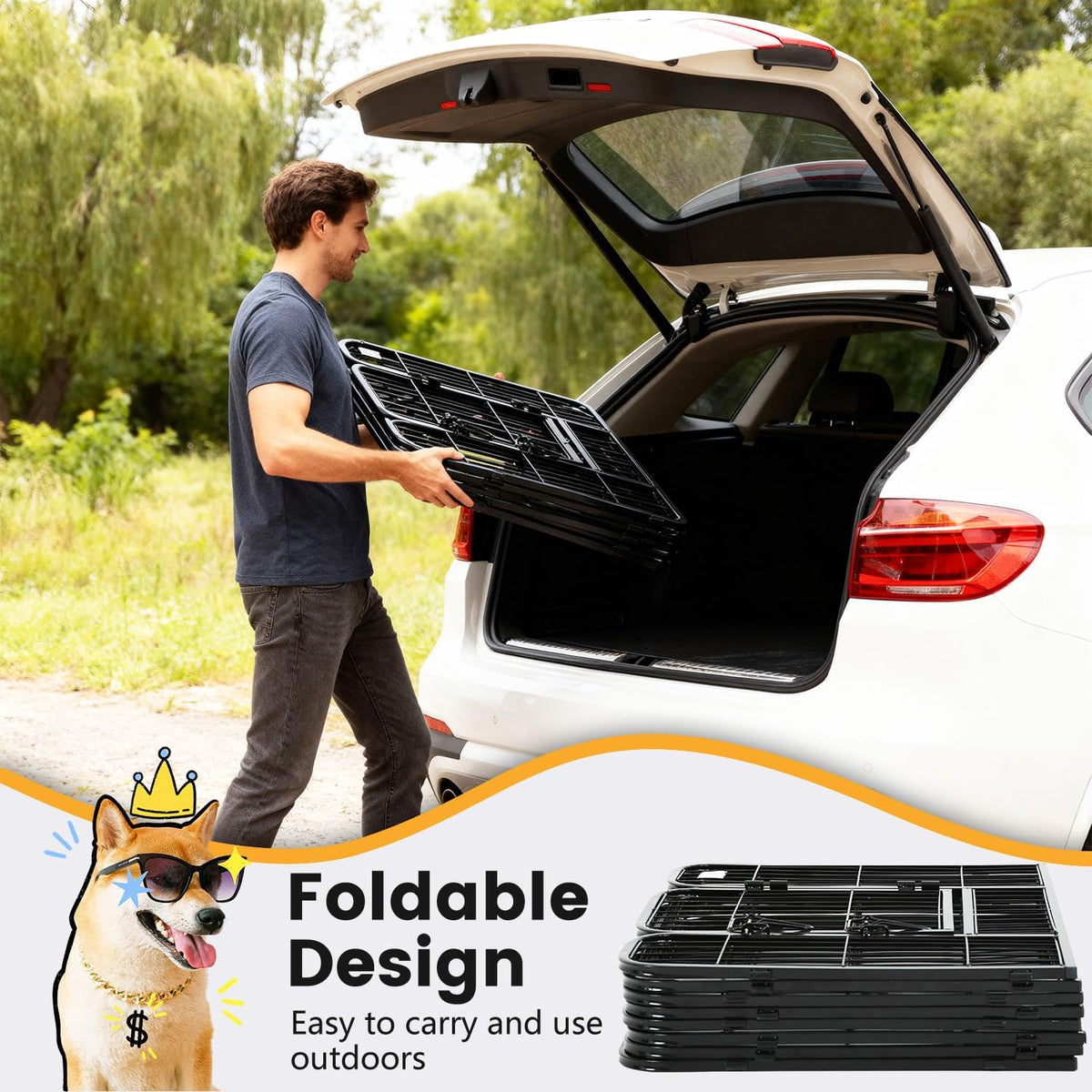 fdw dog playpen dog pen 16 panels 40, side view