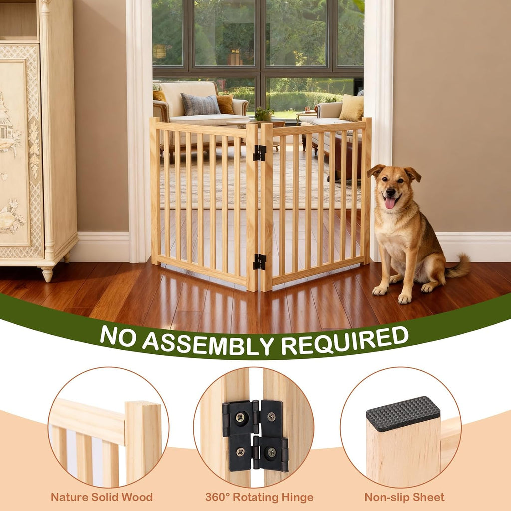 freestanding wooden dog gate indoor- 23" h 2 showing dimensions
