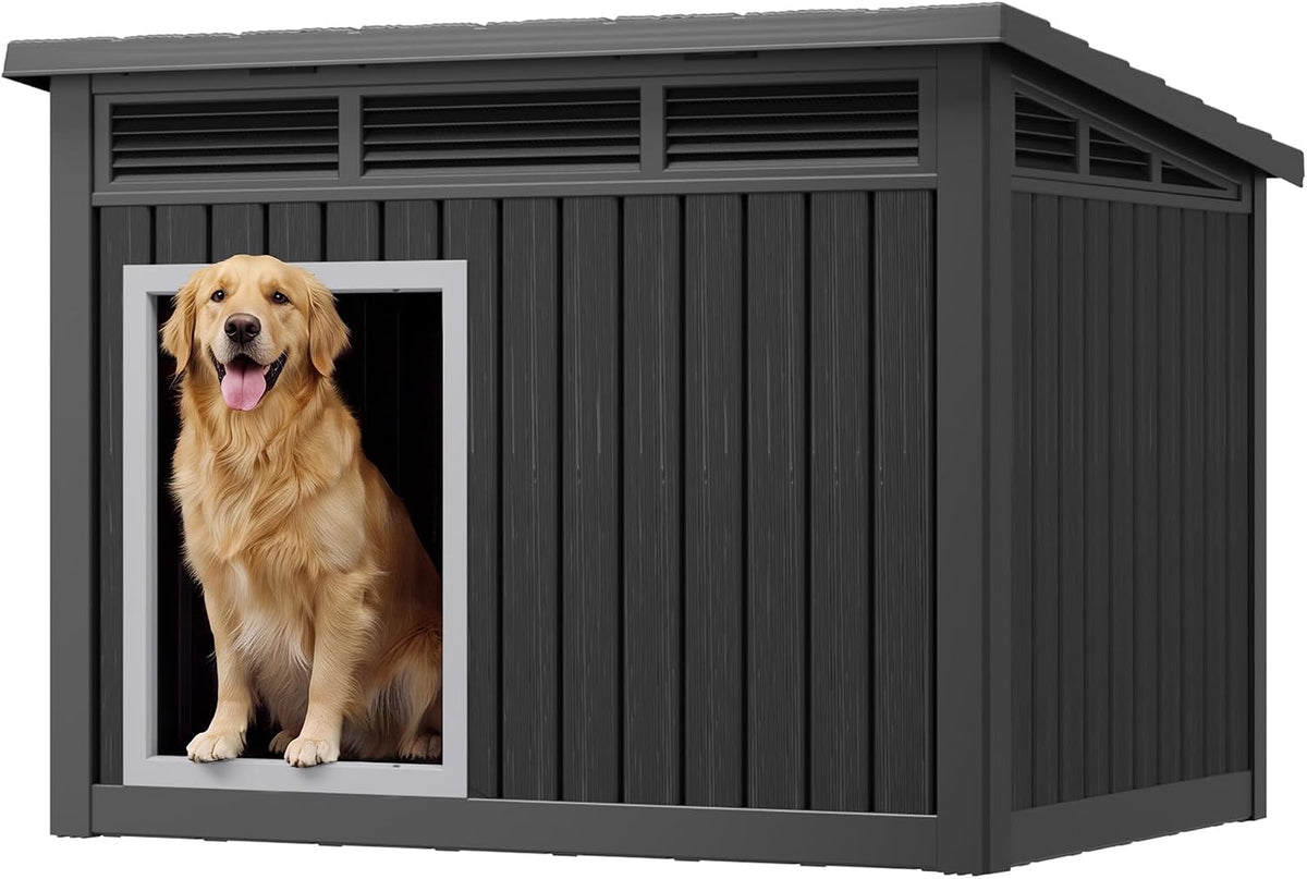 fancyango outdoor dog house for large dogs, outside, main product view