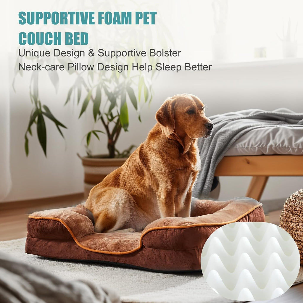 sweetcrispy orthopedic large dog bed, waterproof pet sofa, side view