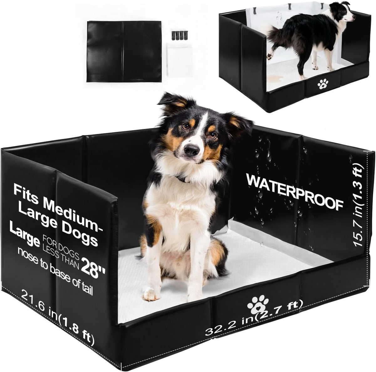 hq4us 4legs dog litter box indoor high walls, main product view
