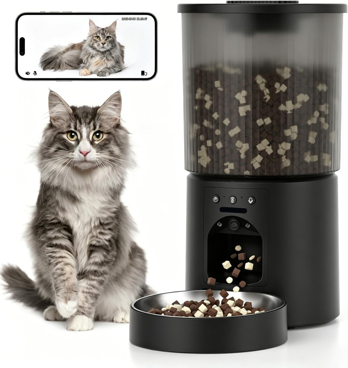 automatic cat feeder, 4.5l easy install pet food, main product view