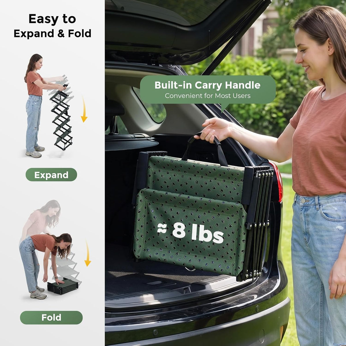 4‑step dog stairs for car trunk, 17" wide, front angle view