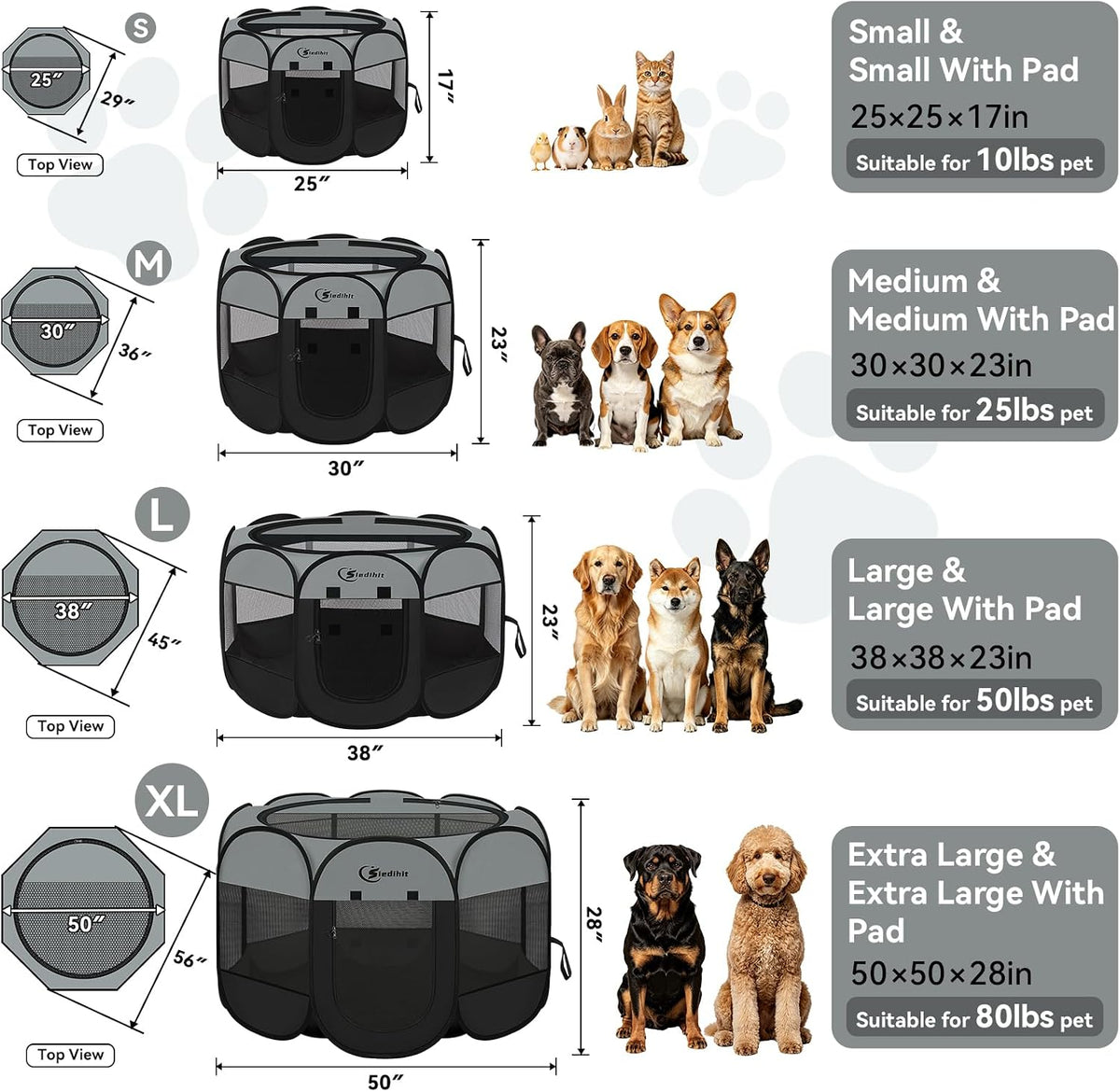 siedihit dog cat playpen, puppy pet playpen indoor shown in use