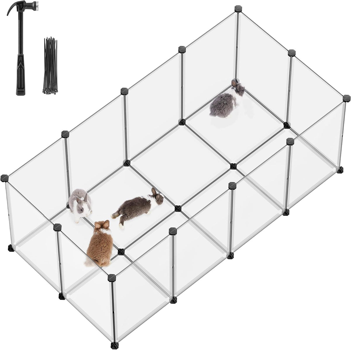 songmics pet playpen, small animal playpen with floor, main product view