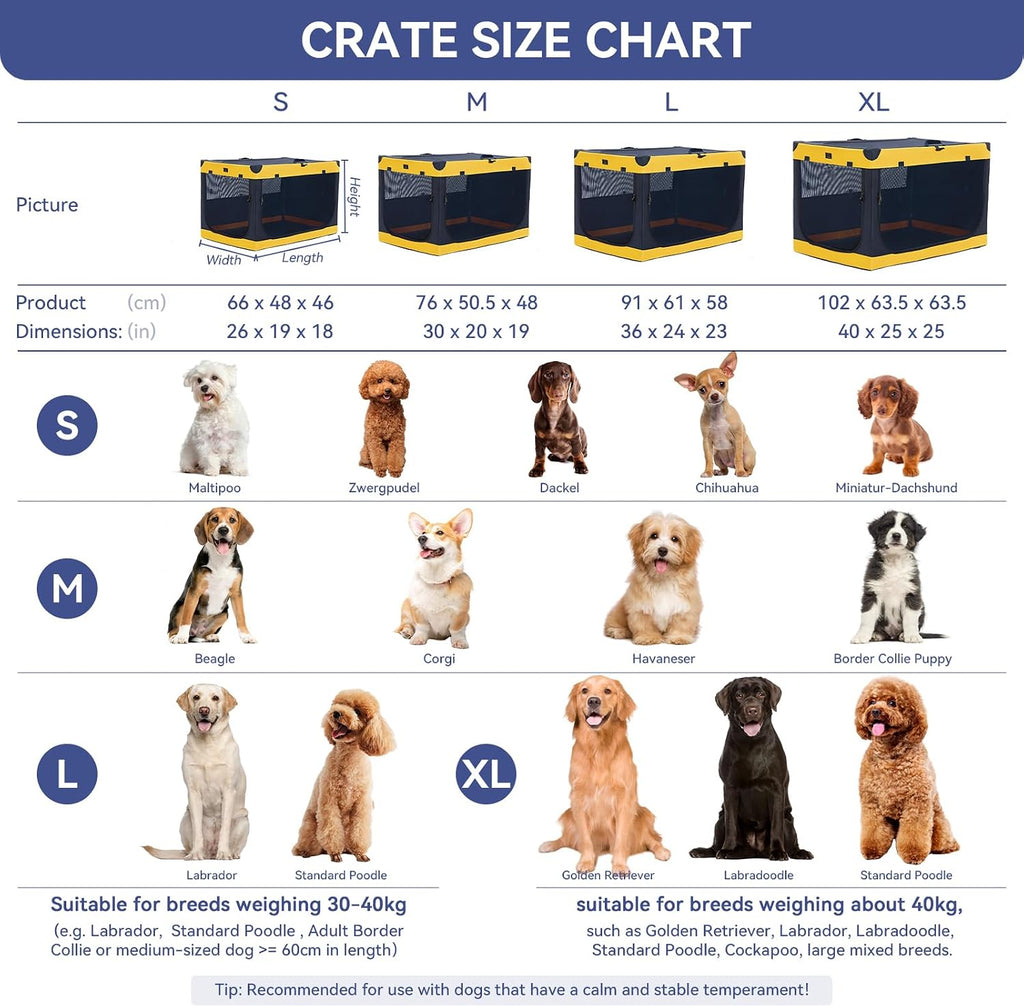 a 4 pet 36-in foldable soft-sided dog crate, package contents