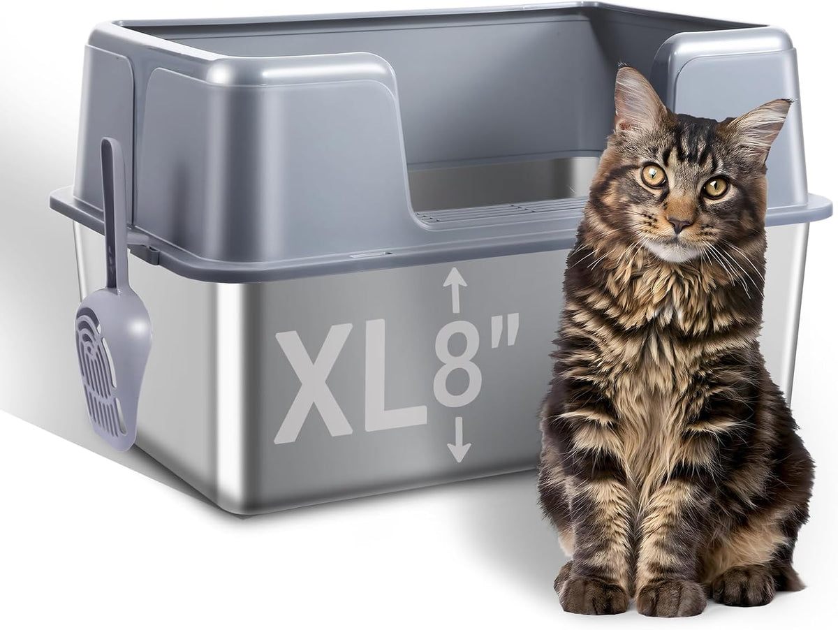 stainless steel cat litter box with lid, 23.7", main product view
