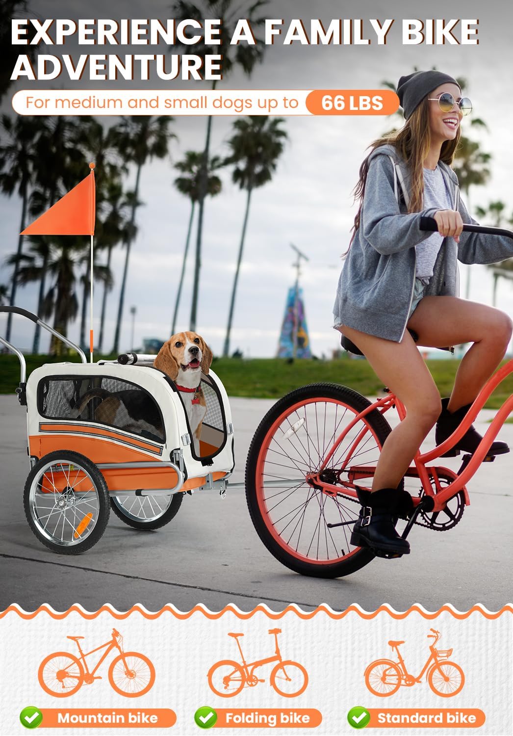 sepnine 2 in 1 pet bicycle trailer with shown in use
