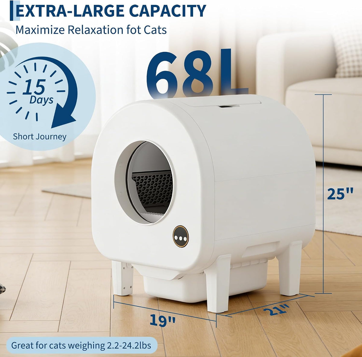 garvee self-cleaning cat litter box, automatic smart pet shown in use