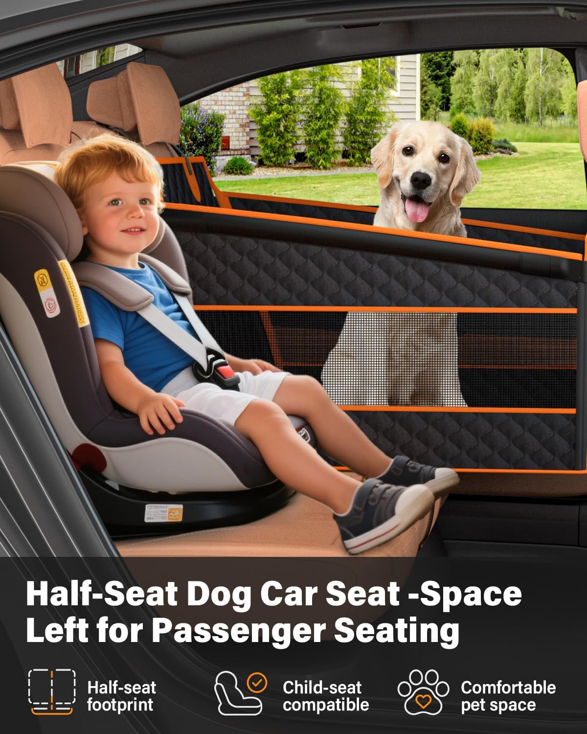 instraella dog car seat for large dogs, hard shown in use