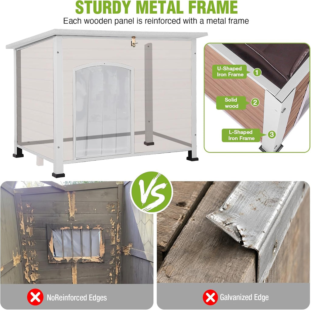gutinneen large outdoor heated dog house for outside, close-up detail