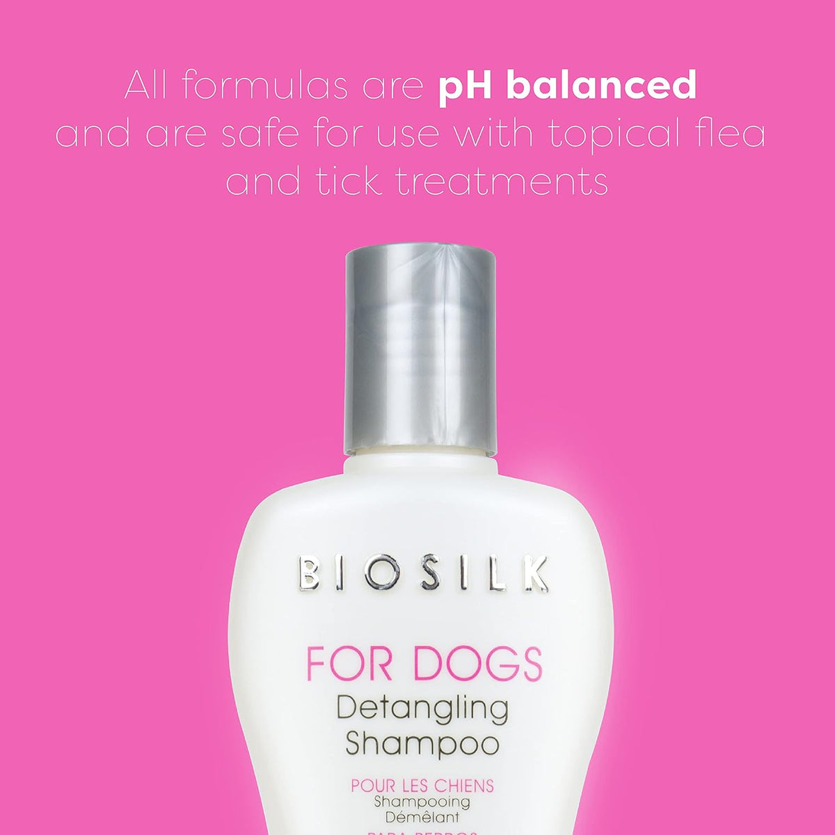 biosilk for dogs silk therapy detangling dog shampoo, close-up detail