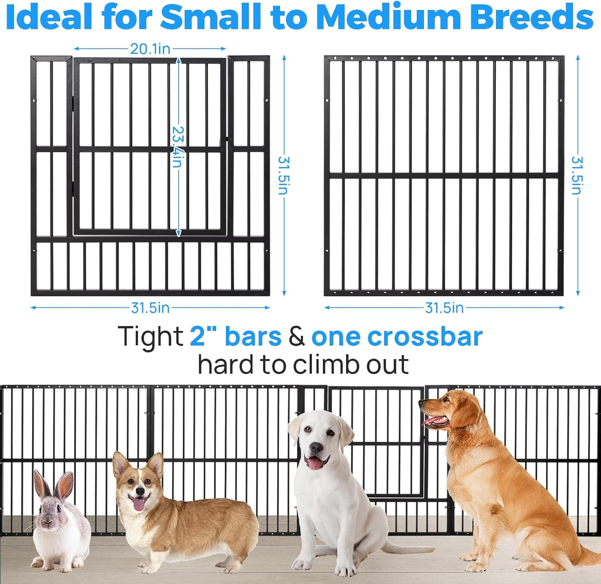 31.5" h heavy duty dog playpen indoor shown in use