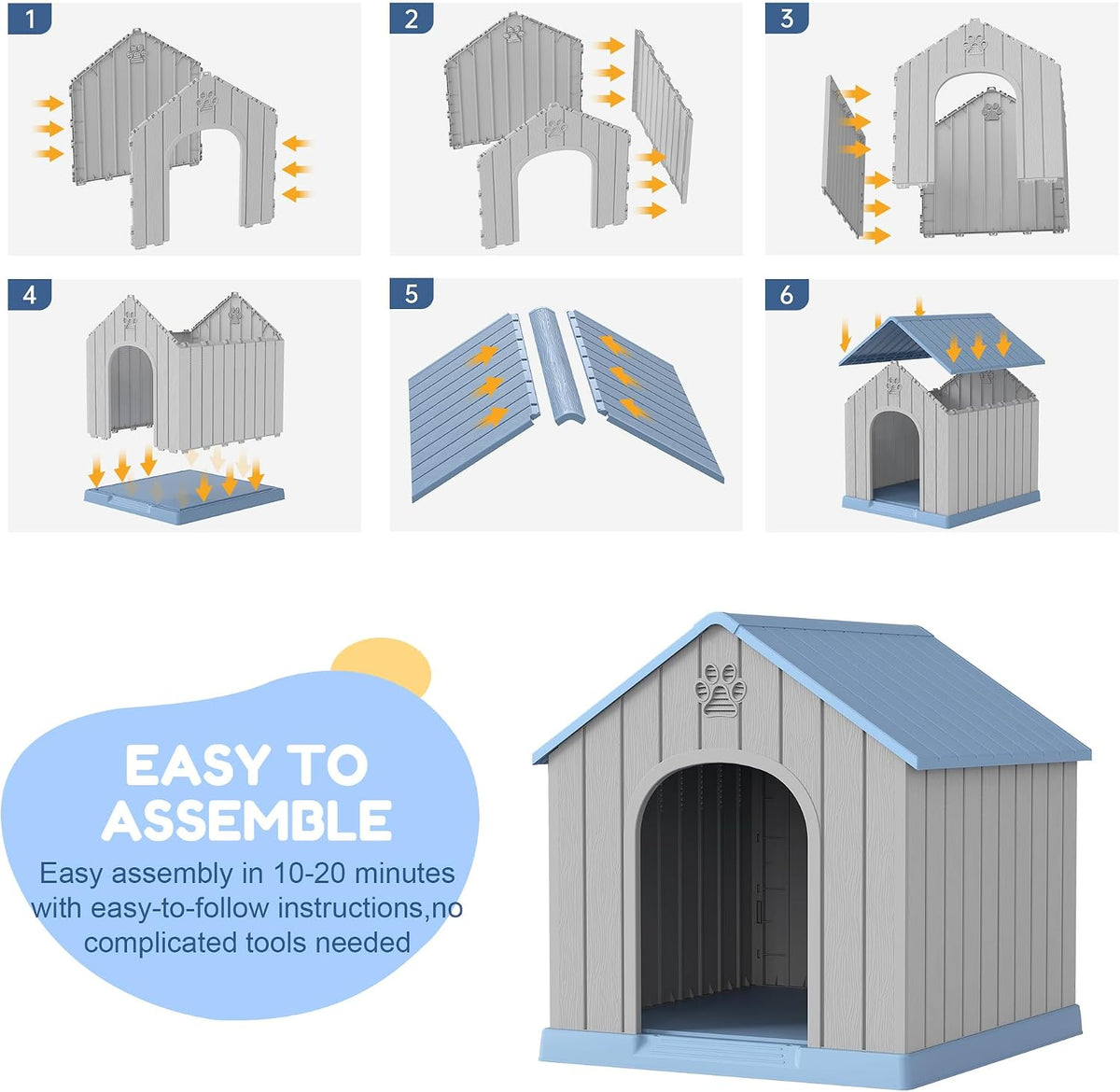 fancyango dog house outdoor indoor for small medium showing dimensions