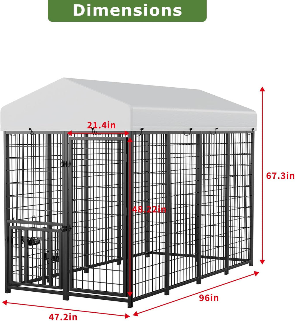 roomtec heavy duty outdoor dog kennel with rotating, close-up detail