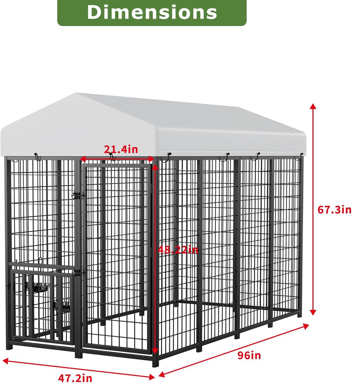 roomtec heavy duty outdoor dog kennel with rotating, close-up detail