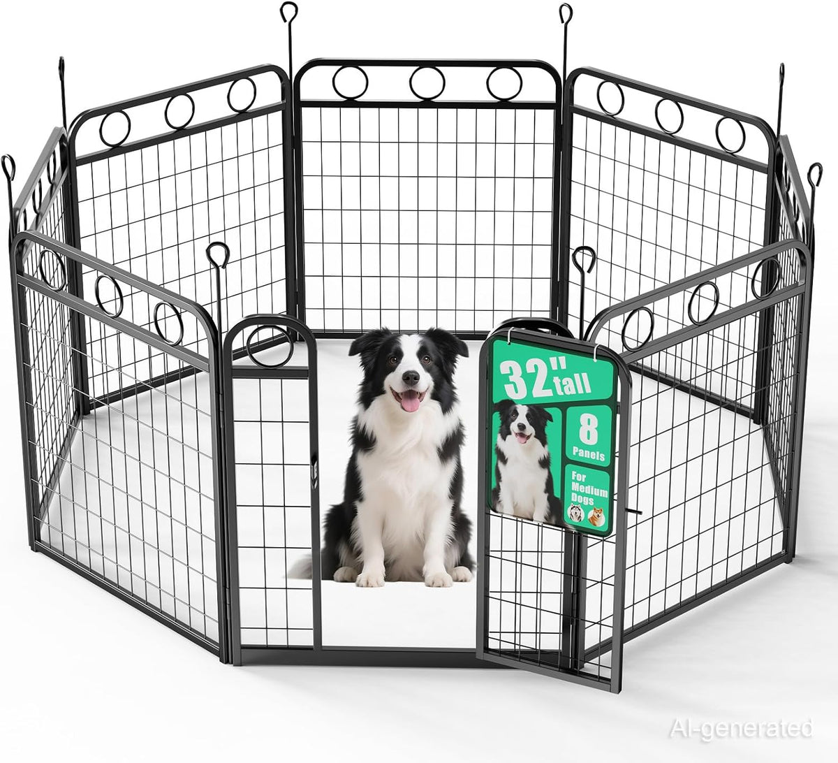 dog playpen - 32 inch 8 panel metal, main product view