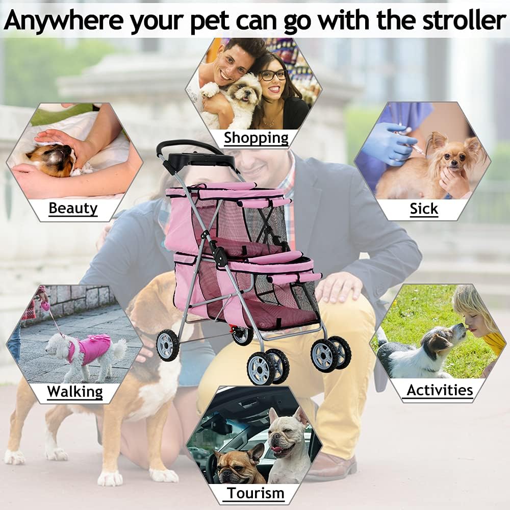dkeli 4 wheel pet stroller for small and on a desk or shelf