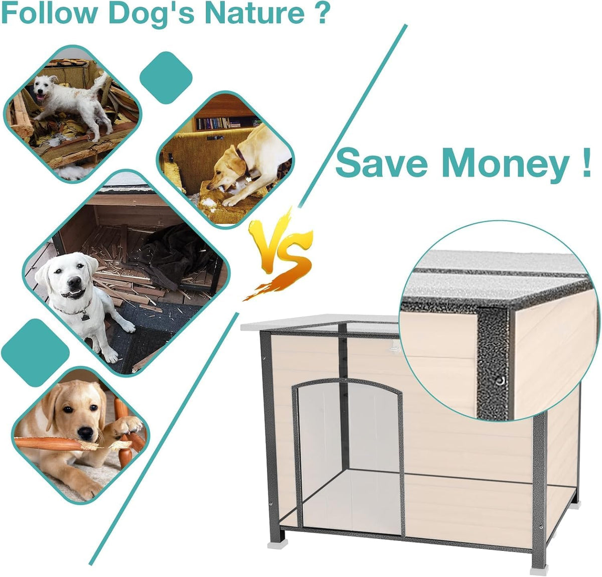 heated dog house outdoor,anti bite iron frame dog, package contents