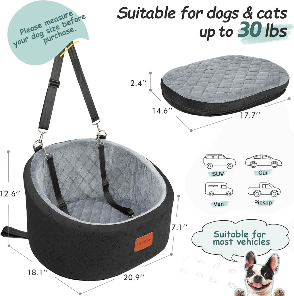 lealchum dog car seat for small dogs up shown in use