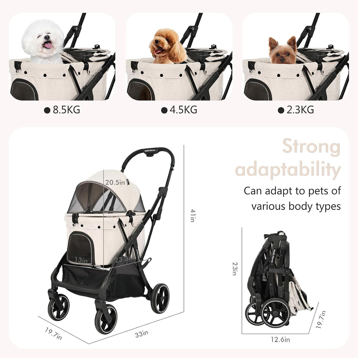 pet stroller for small medium dogs & cats, view 9