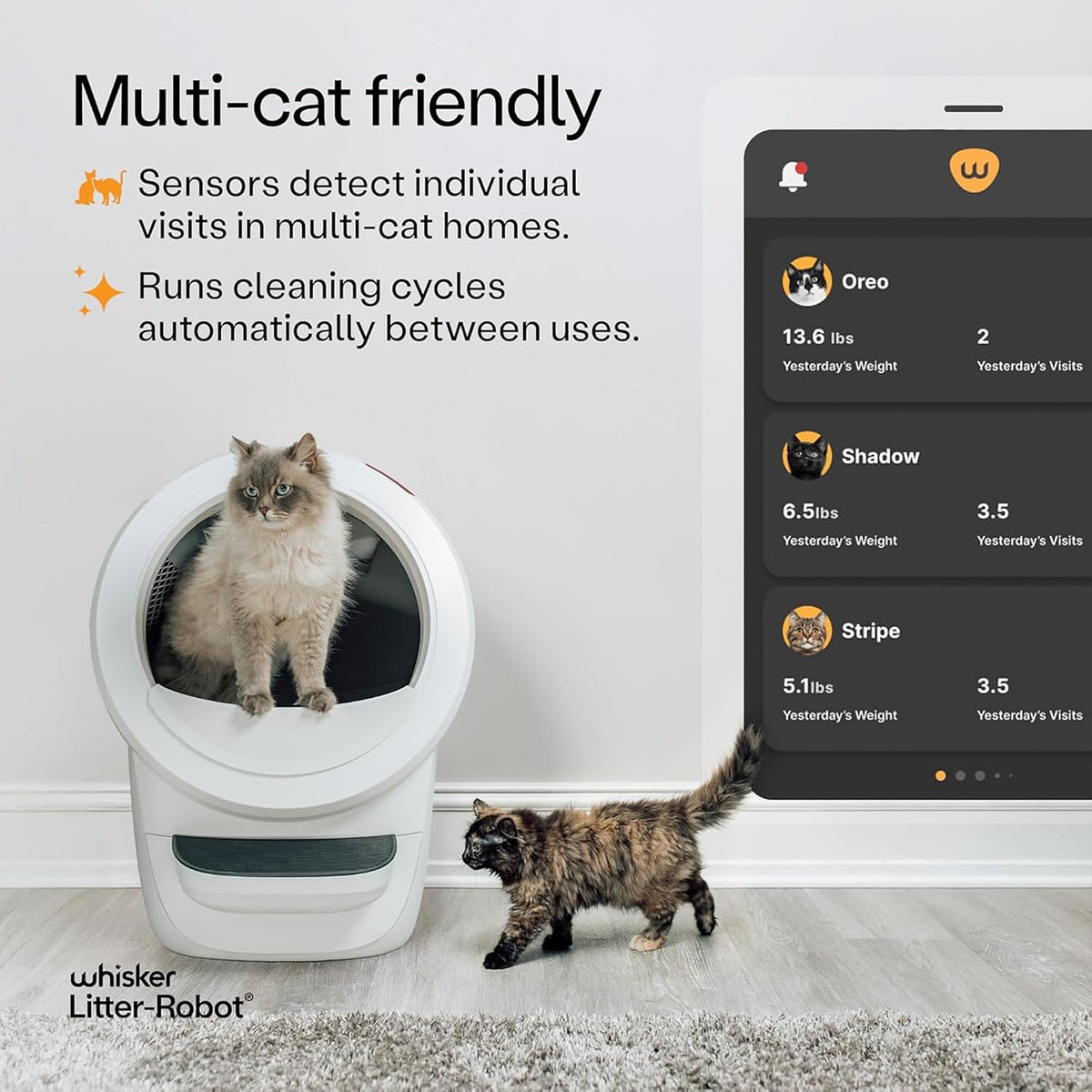 whisker litter-robot 4 self-cleaning cat litter box &, side view