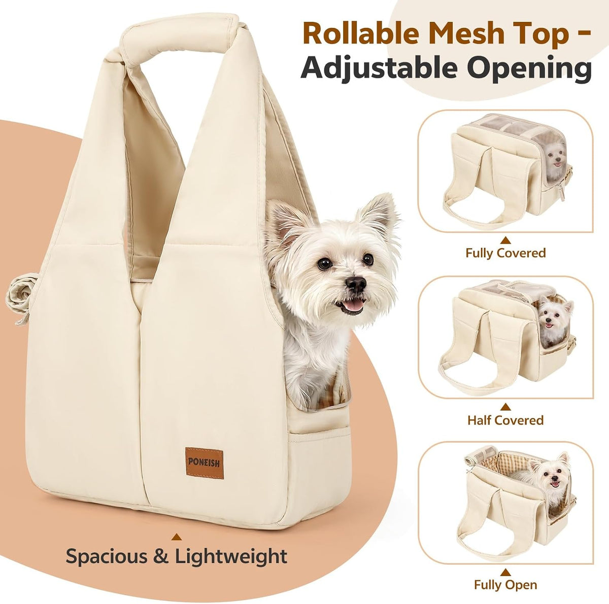 dog purse carrier for small dogs and cats, side view