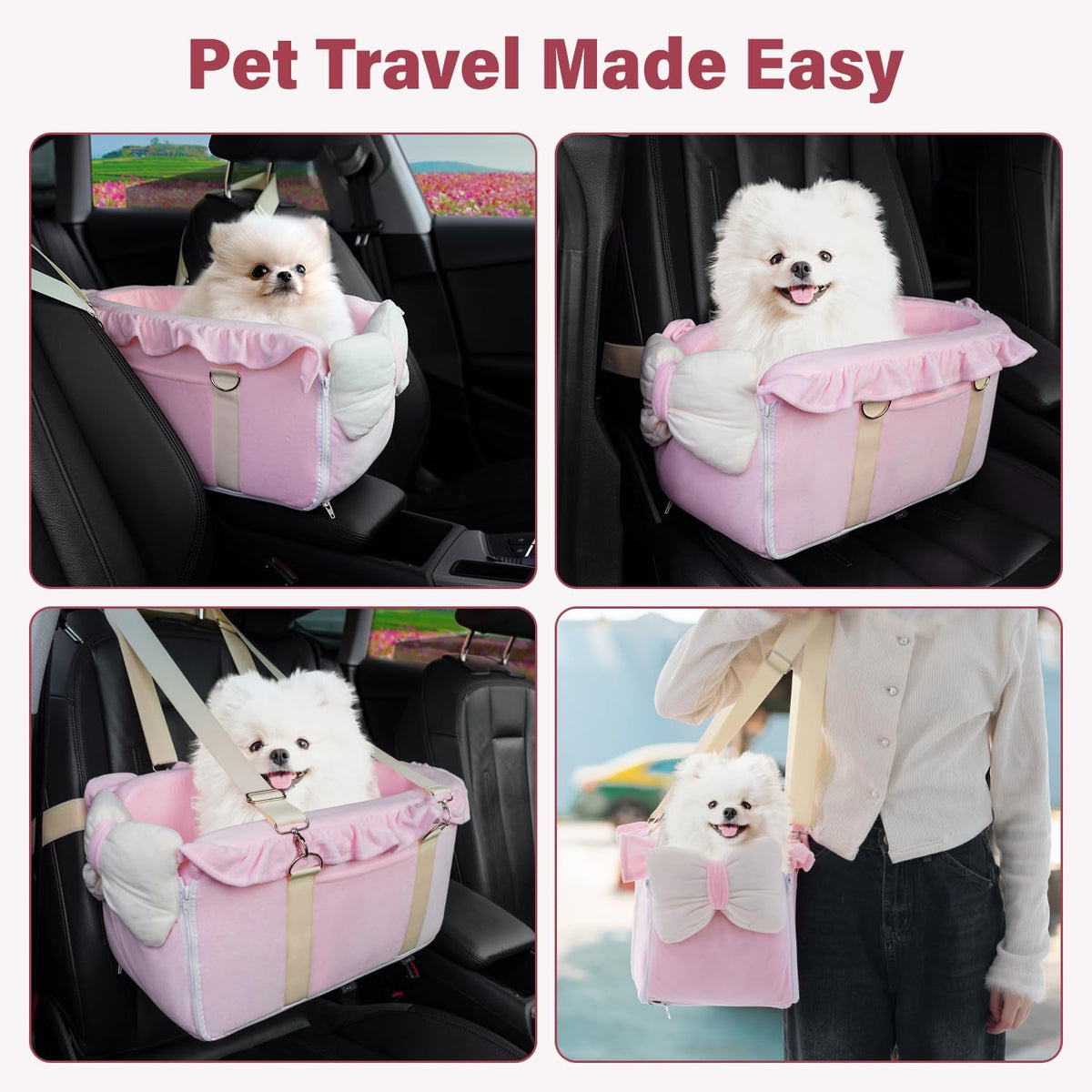 jaoul dog car seat for small dogs showing dimensions