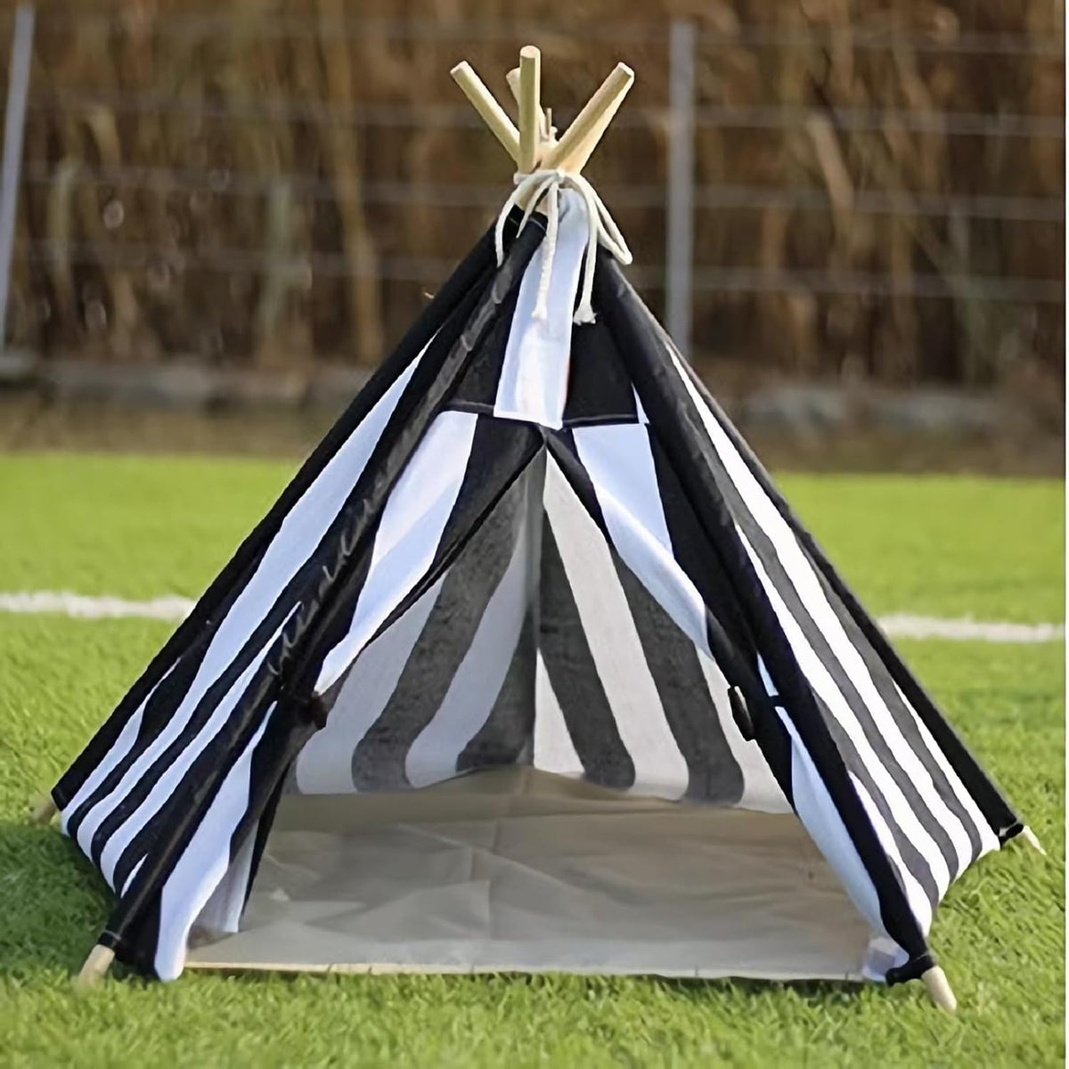 cat teepee tent bed,outdoor indoor dog house,portable washable, side view