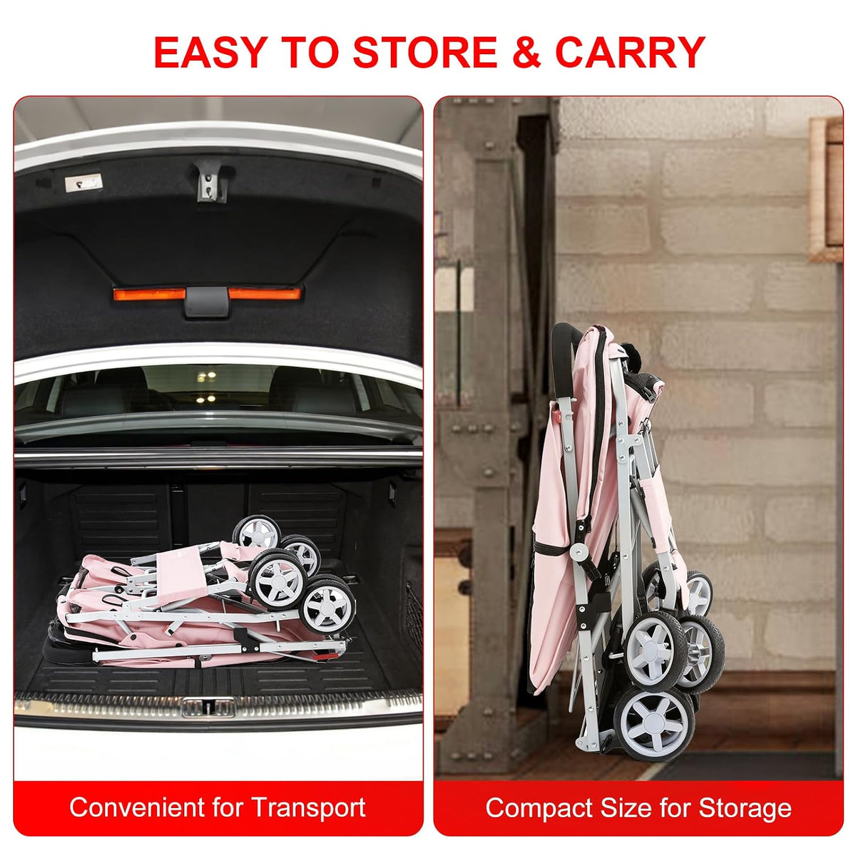 double pet stroller for 2 small dogs & showing dimensions