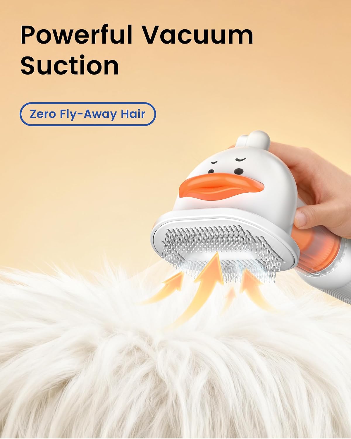 vacuum dog brush for shedding, mess-free grooming shown in use