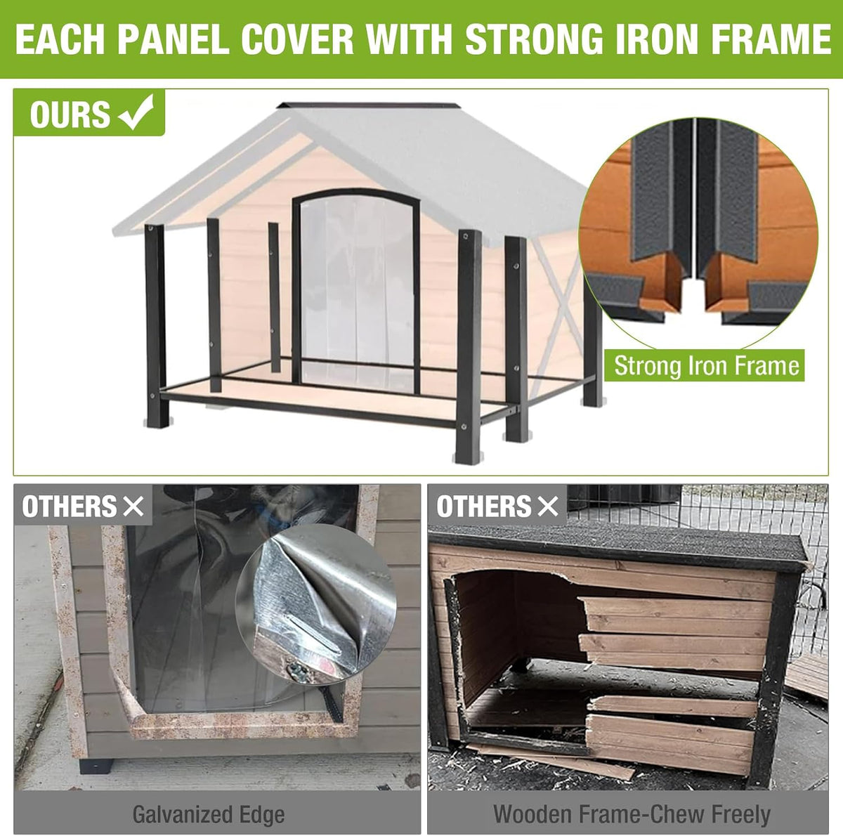 gutinneen dog house outdoor & indoor insulated dog shown in use