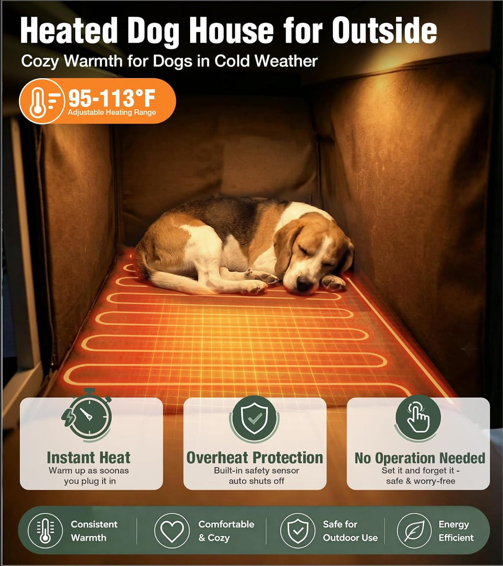 gutinneen heated dog house for outside iron frame, side view
