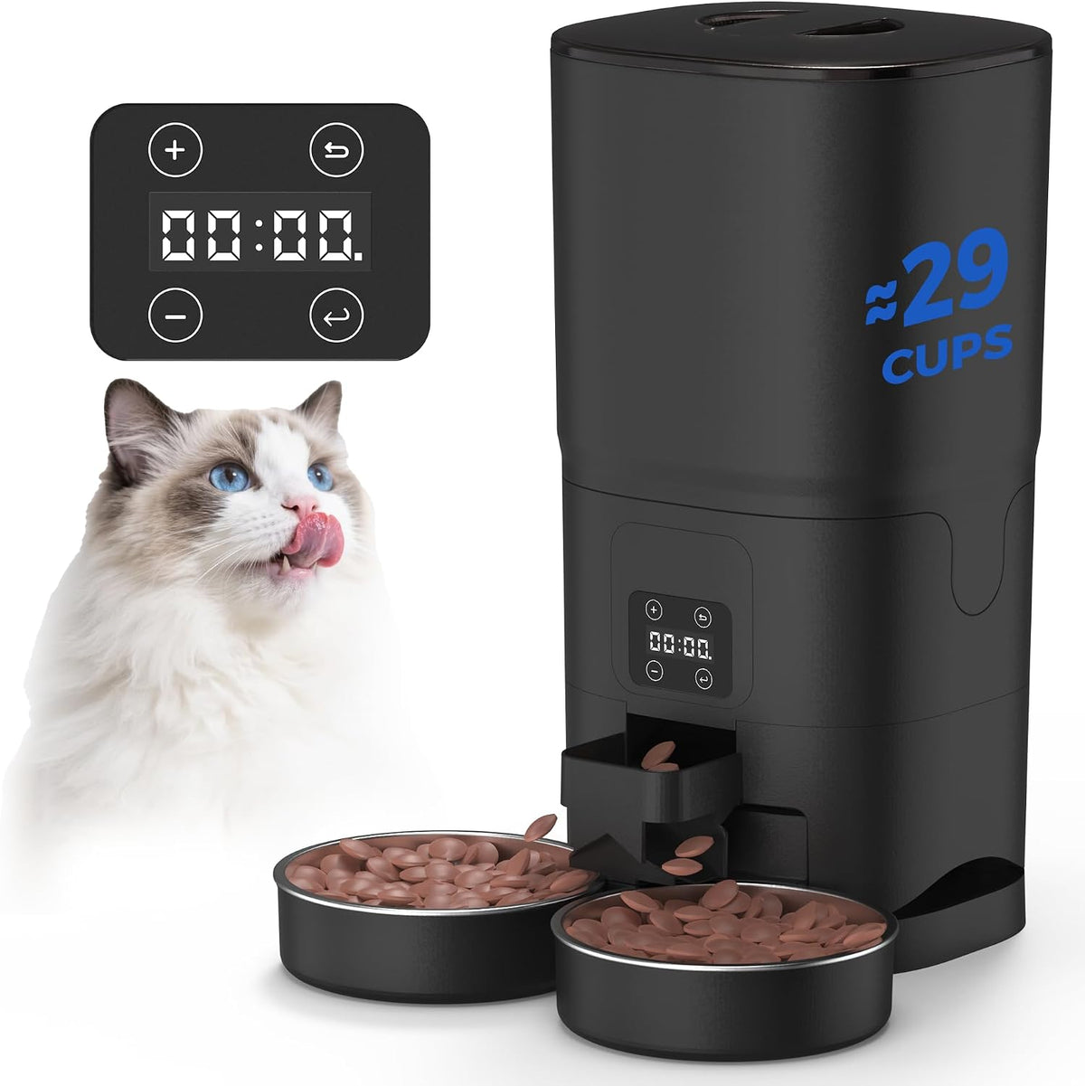 papifeed automatic cat feeder 2 cats, 7l large, main product view