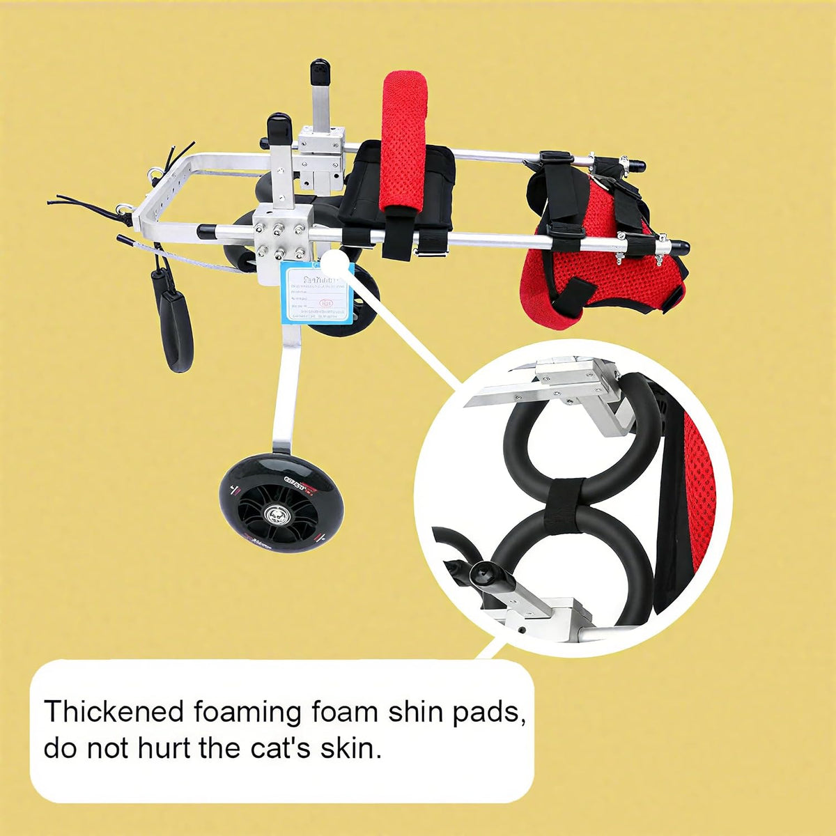 cat wheelchair adjustable 2 wheels pet wheelchair lightweight, side view
