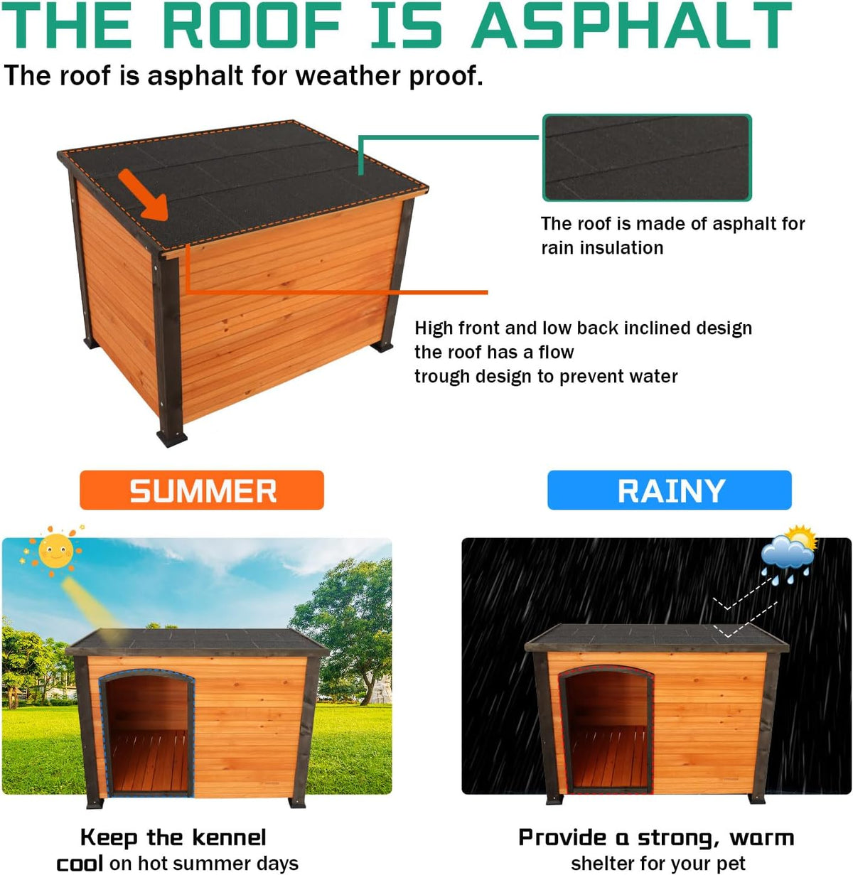 44.5" l extra large dog house outdoor weatherproof, side view
