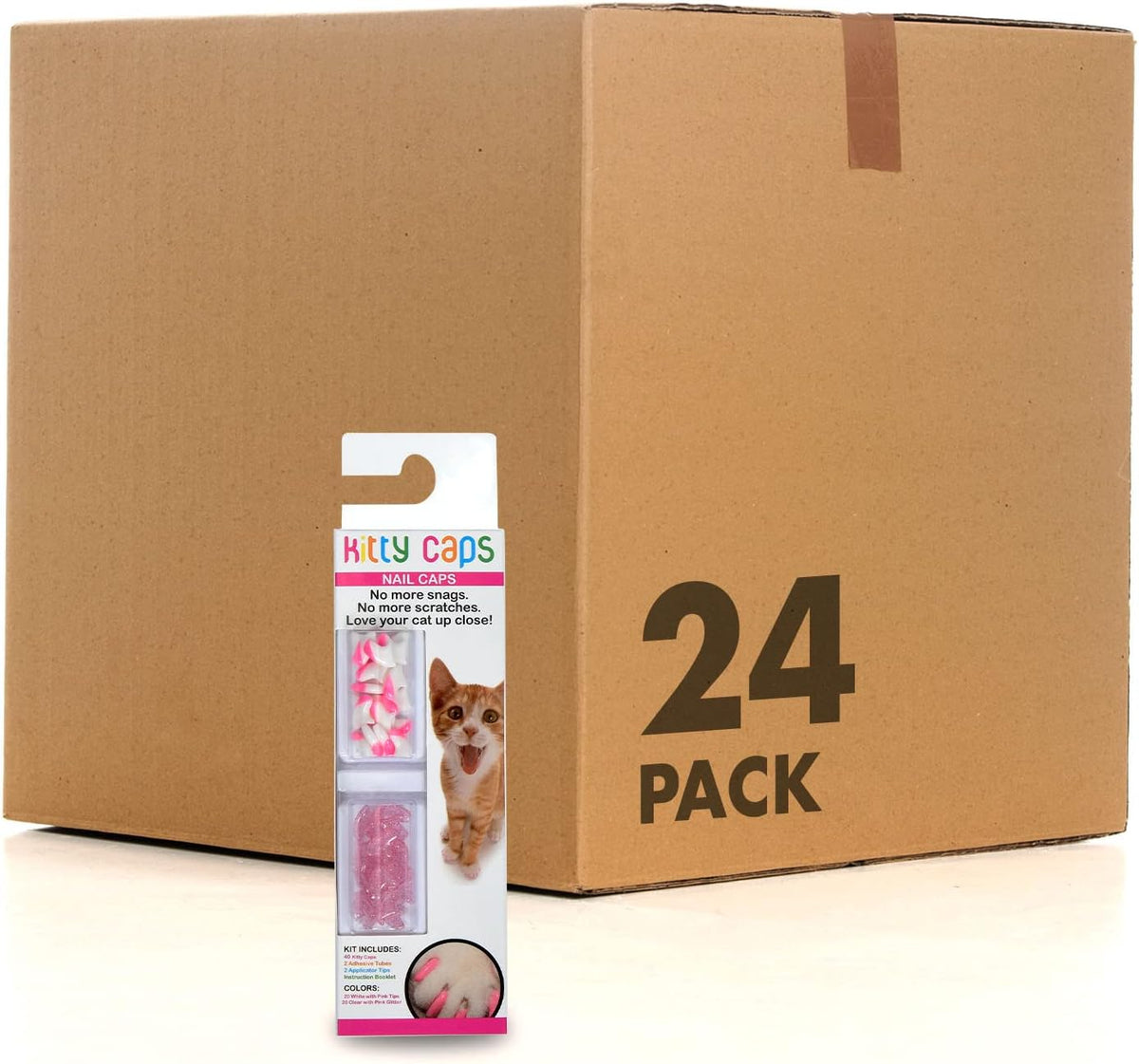 kitty caps nail caps for cats, white with, main product view